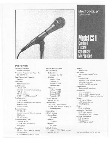Electro-Voice CS11 Manual pdf manual